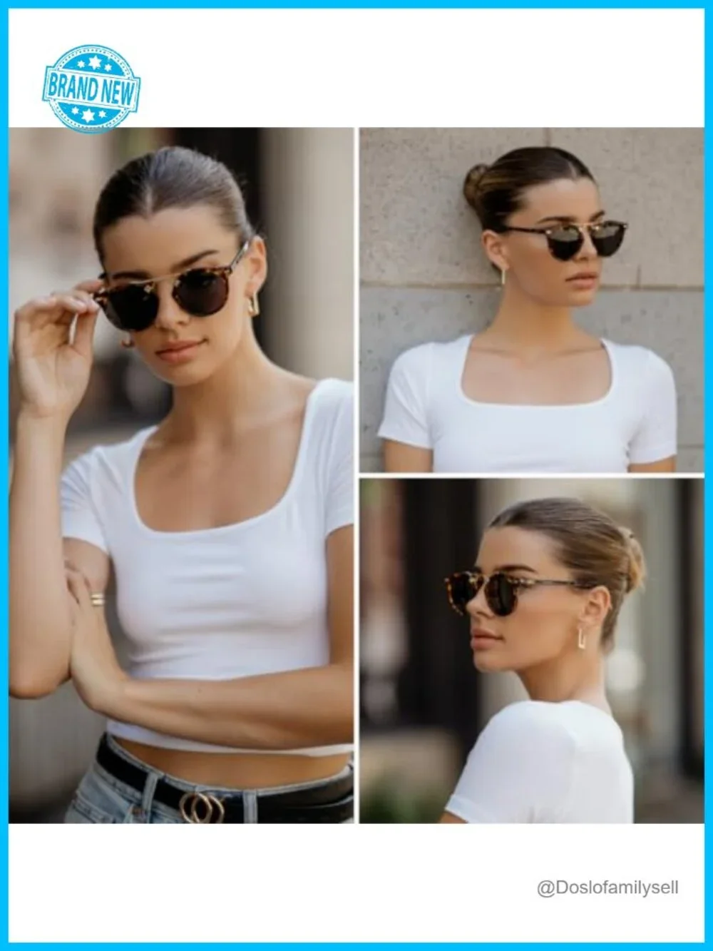 Polarized Round Sunglasses Women UV400 Double Bridge Stainless Steel